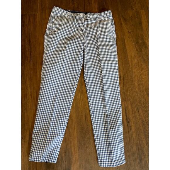 Talbots Size 6 Girlfriend Chino Cotton Pants‎ Blue Gingham Check - Picture 1 of 5